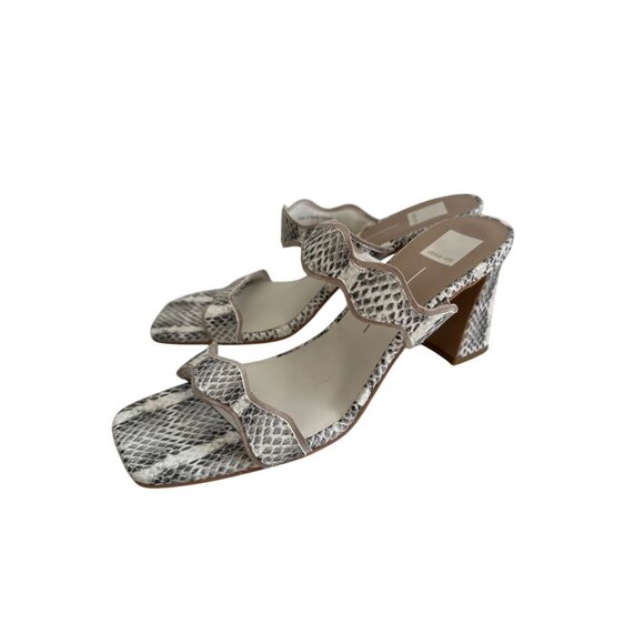DOLCE VITA Women's Snake Print Leather Double Strap Sandals Heels Size 14 NWOB - Picture 2 of 10